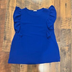 JODIFL Royal Blue Ruffle Sleeve Blouse